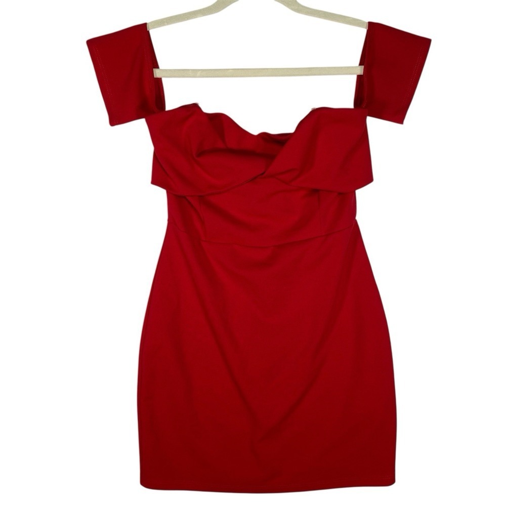 WINDSOR  Off Shoulder‎ Red Fitted Bodycon  Dress Size Large Cocktail Party